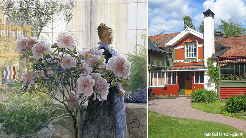 Bildkollage Carl Larsson-m�lning och Lilla Hyttn�s.